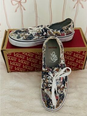 Vans White Multicolor Dog Print Authentic Sneakers